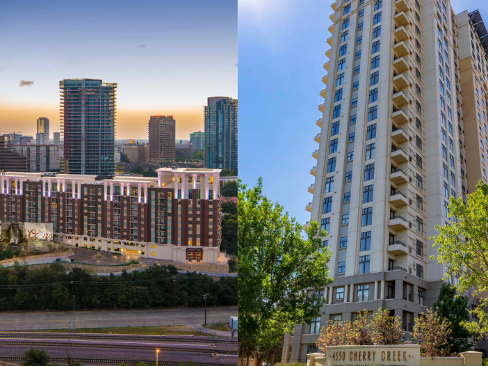 Exterior view of The Arcadian and 4550 Cherry Creek, showcasing Magnolia Capital’s newest additions to their property portfolio.
